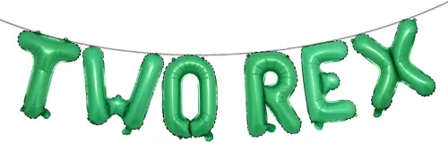 Vista 8 de TWO REX - Decoraciones de fiesta de 2º cumpleaños de dinosaurio, globo de letra, suministros (L TWO REX dorado)