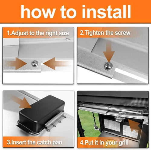 Vista 6 de Utheer - Bandeja de grasa ajustable con 10 revestimientos de aluminio para parrillas de 2/3/4 quemadores Fits Nexgrill, Charbroil, Cuisinart