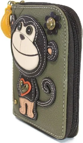 Vista 3 de Chala Monkey - Cartera de pulsera con cremallera, Oliva oscuro