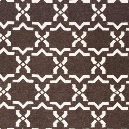 Vista 2 de SAFAVIEH Dhurries Collection DHU545A - Alfombra decorativa de lana de alta calidad hecha a mano de 2 x 3 pies, color chocolate y marfil