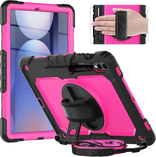 Vista 11 de Timecity - Funda protectora resistente para Samsung Galaxy Tab S10 Lite, S10 FE, S9 FE 5G, S9, 10.9 y 11 pulgadas, con protector de pantalla, Negro