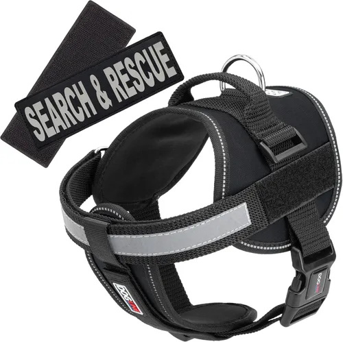 Vista 4 de Dogline Unimax - Arnés multiusos para perros y 2 parches extraíbles de búsqueda y rescate, pequeño, color negro