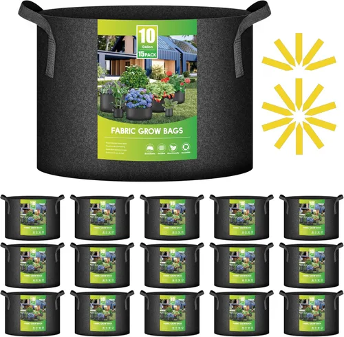 Vista 12 de iPower Paquete de 24 bolsas de cultivo de aireación gruesa de 7 galones, macetas de tela no tejida con asas de correa, contenedor para jardinería