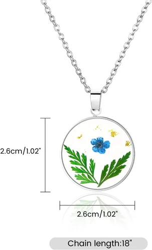 Vista 134 de Pressed Flower Necklace Gift for Women Personalized Handmade Necklaces Birth Flower Necklace
