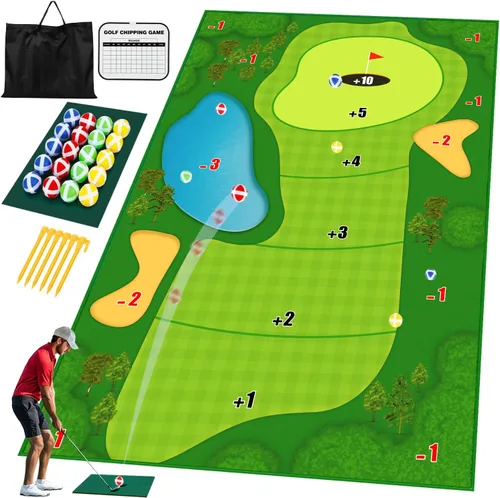 Vista 11 de TOY Life Alfombrilla de Juego de Golf Chipping para Interiores y Exteriores, Juegos para Adultos y Familias, Niños, Equipo de Juego al Aire Libre