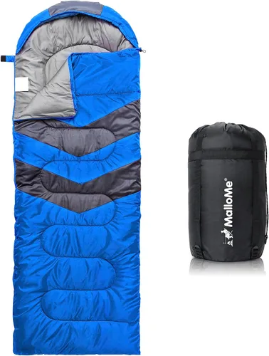 Vista 7 de MalloMe Sacos de dormir para adultos en clima frío y cálido – Saco de dormir para niños, niñas, niños – Accesorios ligeros esenciales de camping