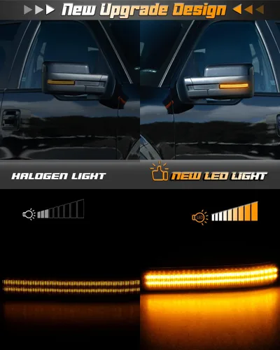 Vista 7 de HERCOO Luces LED secuenciales intermitentes para espejo lateral, lámpara ámbar, reflector, conjunto de lentes ahumadas, compatible con Ford F150