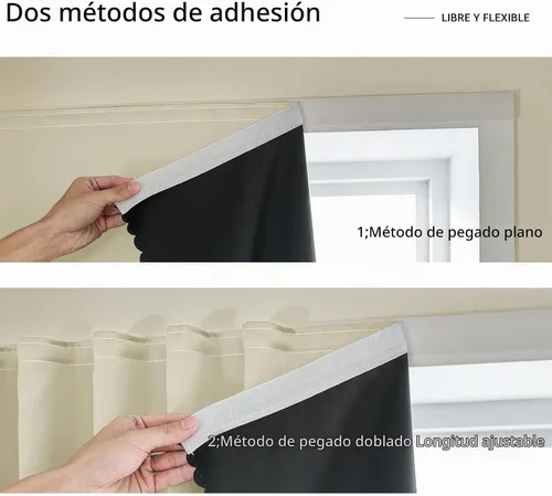 Vista 5 de JILRON Cortina adhesiva 100% opaca, sin taladro, fácil de instalar para persianas de dormitorio, bloqueo de luz