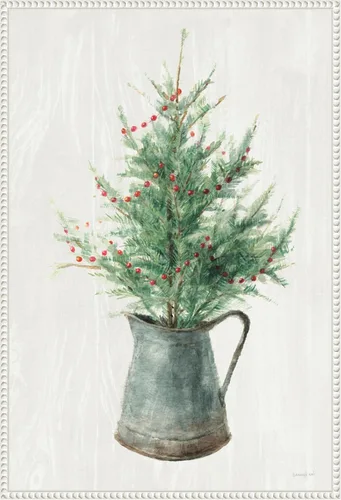 Vista 9 de Amanti Art Framed Canvas Wall Art 23x16 White and Bright Christmas Tree II by Danhui Nai, Framed Wall Art Canvas, Holidays Artwork, Traditional