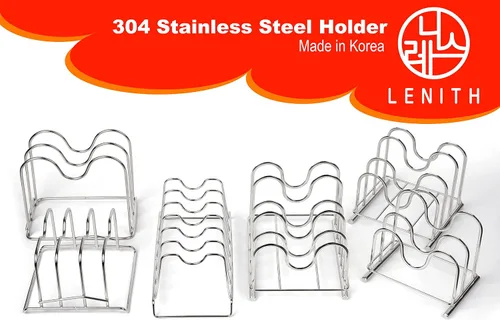 Vista 9 de LENITH Soporte para tabla de cortar de alambre de acero inoxidable, organizador de tabla de cortar para cocina con 2 seccionales