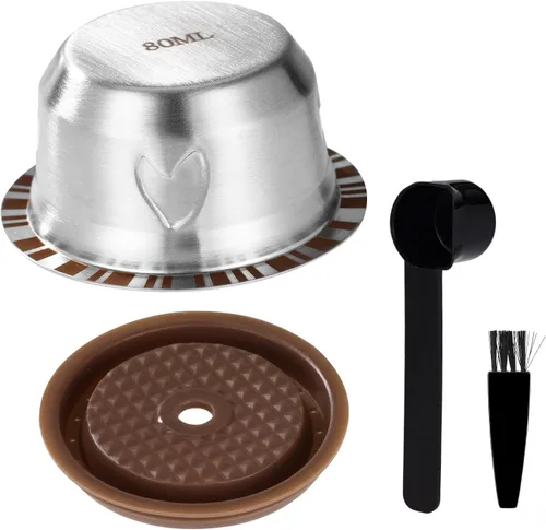 Vista 9 de Juego de cápsulas de café reutilizables para Nespresso Vertuo, acero inoxidable 5.1 fl oz/5.07oz recargable cápsula de café accesorios con tapa