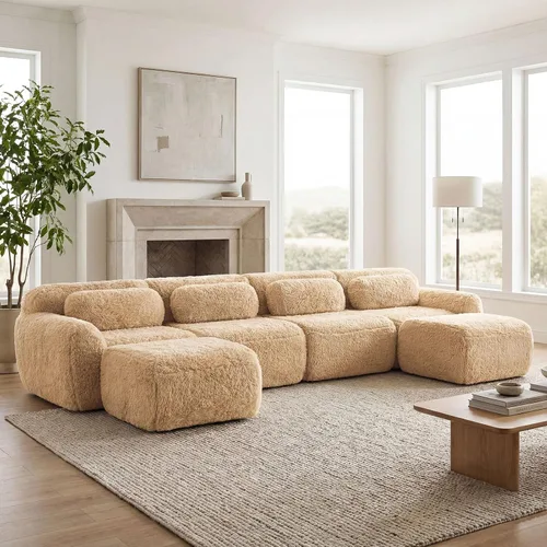 Vista 128 de Sofás seccional modular de 80" sin huesos modernos para sala de estar, juego de sofás comprimidos de 2 plazas con asiento profundo, sin necesidad