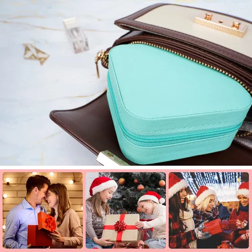 Vista 5 de Pequeñas cajas de joyería de viaje, organizador de joyas portátil, cajas de almacenamiento para aretes, anillos, collares, cajas de joyería