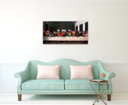 Vista 2 de Niwo ART - La última cena, por Leonardo DaVinci, Reproducción de pintura al óleo - Arte de pared giclée para decoración del hogar, envoltura
