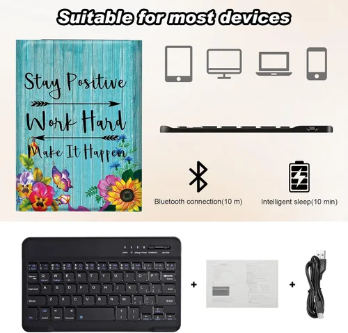 Vista 5 de DEGDFSGR Funda para Samsung Galaxy Tab A8 10.5 con teclado, teclado inalámbrico desmontable cierre magnético, funda protectora para Samsung Tab A8