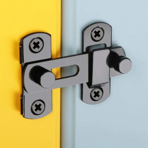 Vista 2 de YUM - Paquete de 2 pernos pequeños de acero inoxidable para puerta de seguridad, pestillo de soporte (negro)
