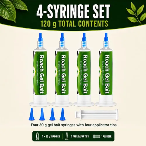 Vista 12 de Cebo de gel de cucaracha con aceites de menta y madera de cedro, 4 jeringas