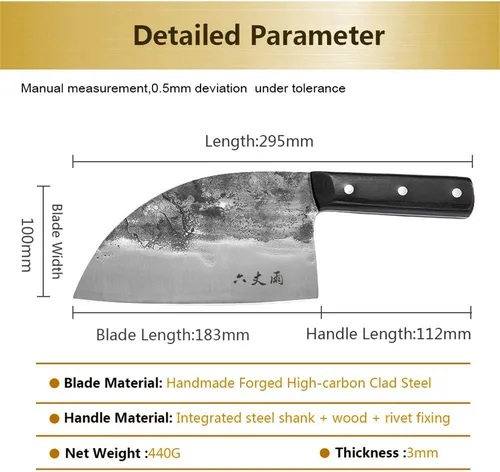 Vista 7 de Cuchillo de chef serbio de forja, cuchillos de corte de espiga completa de acero revestido de alto carbono Almasi Carnicero para cocina, al aire