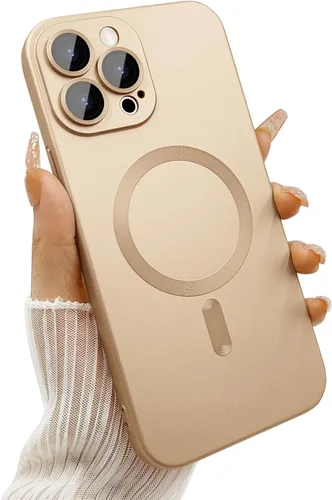 Vista 11 de ankofave Funda magnética para iPhone 13 Pro Max para mujer, diseño mate de lujo suave con brillo metálico con protector de lente de cámara
