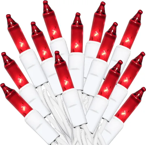 Vista 14 de MULTI-SPARKING Guirnalda de luces de Navidad rosadas, 35 unidades, incandescentes, mini luces de Navidad rosadas para árboles pequeños