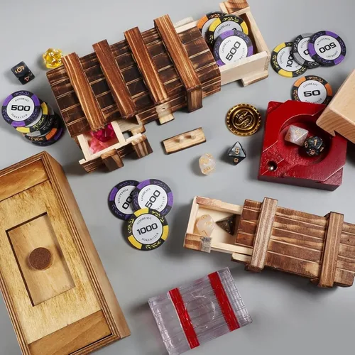 Vista 5 de Hanaive Paquete de 5 Cajas de Rompecabezas de Navidad, Caja de Regalo de Madera con Dinero Secreto, Rompecabezas Oculto con Compartimentos