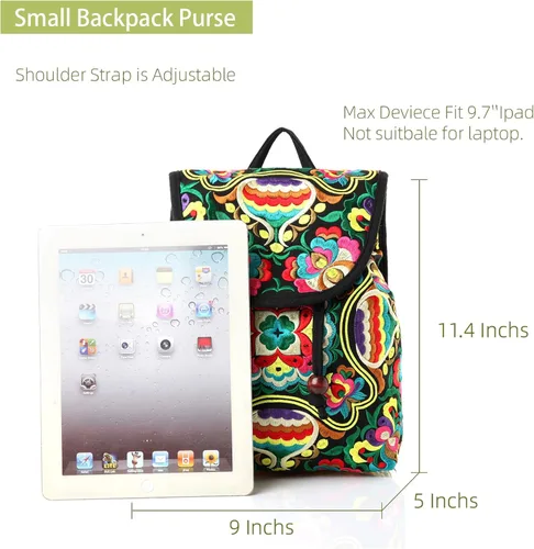 Vista 5 de Goodhan - Mochila de viaje para mujer, diseño clásico de bordado étnico