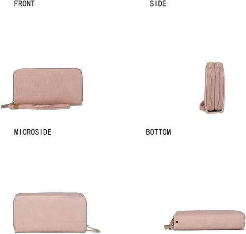Vista 12 de MKF Collection Mia K - Cartera de pulsera para mujer, pequeña cartera de cuero vegano para tarjetas de crédito con cremallera y bolsillo