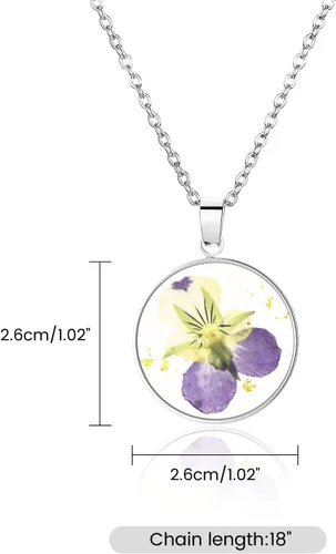Vista 148 de Pressed Flower Necklace Gift for Women Personalized Handmade Necklaces Birth Flower Necklace