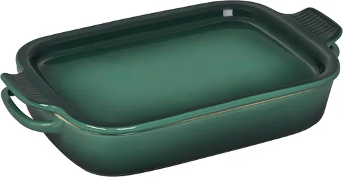 Vista 2 de Le Creuset Fuente rectangular de gres con tapa de bandeja, 14 3/4" X 9", Artichaut