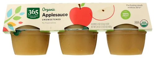 Vista 5 de 365 by Whole Foods Market, Salsa de manzana sin azúcar, orgánica, 4 onzas, paquete de 6