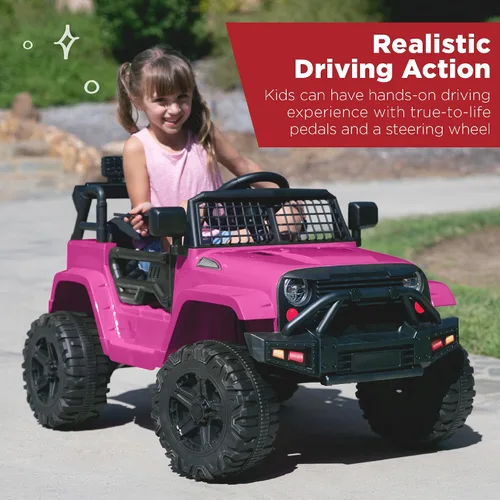 Vista 2 de Best Choice Products - Auto de 12 V para niños con control remoto para Rosa intenso