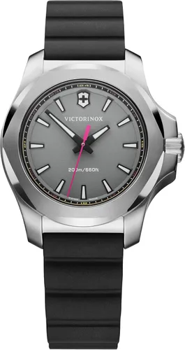 Vista 2 de Victorinox INOX - Reloj analógico de cuarzo con esfera gris y correa de goma negra Negro