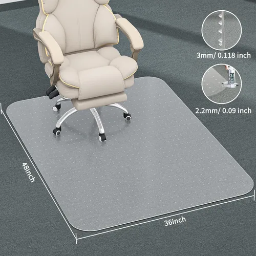Vista 6 de Tapete para silla de oficina de 36 x 48 x 0.09 pulgadas para alfombra, tapete para silla de escritorio para suelos de alfombra con tachuelas