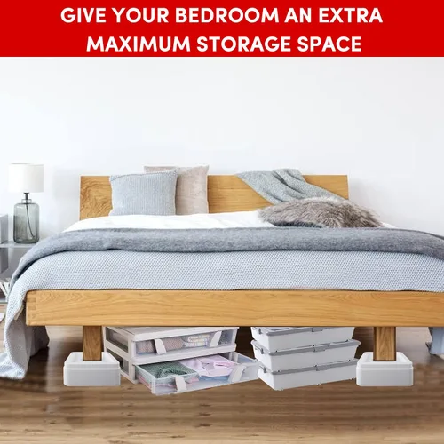 Vista 4 de DEDU Elevadores de cama de gran tamaño, resistentes, apilables, paquete de 4, elevadores de muebles para sofás de 2 pulgadas o 4 pulgadas, soporta