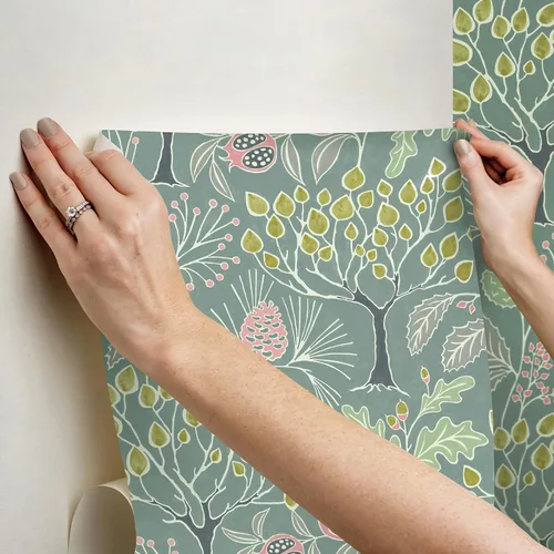 Vista 7 de Wall Pops - Papel tapiz autoadhesivo para jardín, color verde