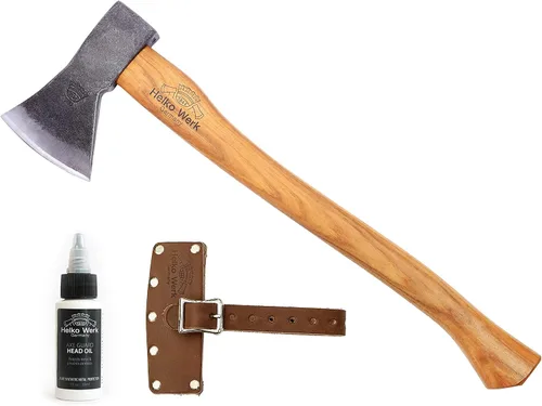 Vista 13 de 1844 Helko Werk Germany - Colección de hachas - Juego de 3 hachas tradicionales de corte - Saxon, Spaltaxt, Mini Spalter Splitting Axe 3 Set