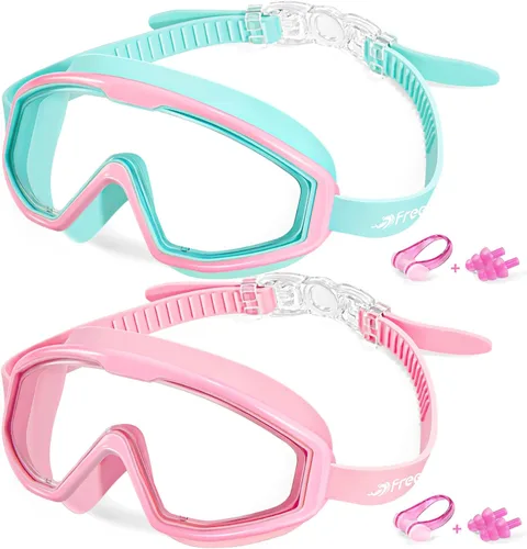 Vista 8 de Freela Gafas de natación transparentes para niños de 3 a 15 años, antiniebla, sin fugas, para piscina, playa, natación