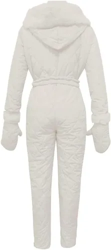 Vista 2 de Overol de invierno para mujer, con guantes, talla grande, impermeable, para deportes al aire libre, con capucha, para snowboard y nieve