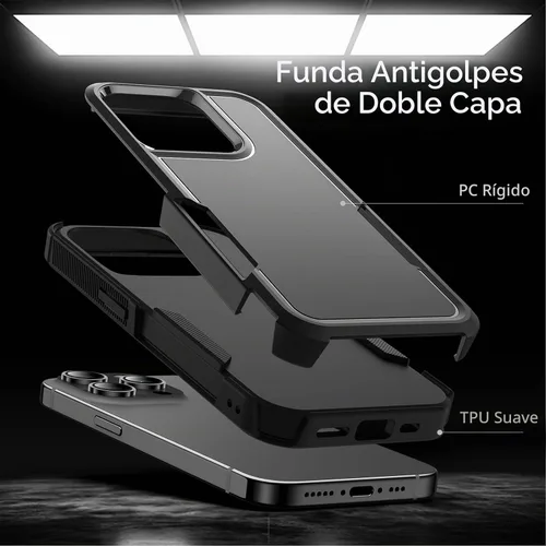 Vista 3 de JETech Funda resistente para iPhone 14 Pro, color negro