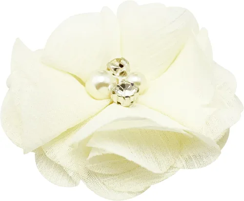 Vista 3 de 30 piezas de flores de gasa con diamantes de imitación de 2 pulgadas, apliques de tela de costura para ropa, manualidades, fiestas, decoración