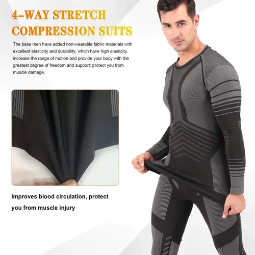 Vista 4 de MeetHoo Conjunto de ropa interior térmica para hombre ropa de invierno para hombre capa base de capa base larga