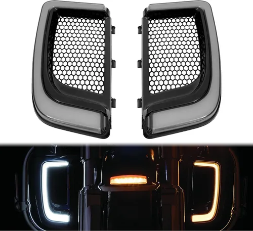 Vista 3 de Protector de motor para parrillas, carenado de pierna, luz LED de señal de giro compatible con Harley Touring Street Glide Road Glide Electra Glide