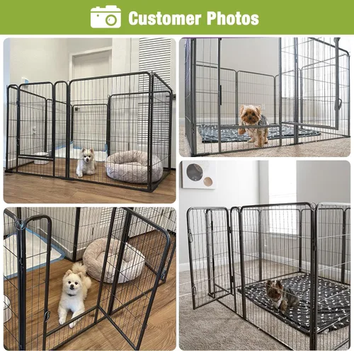 Vista 7 de Corralito de ejercicio para perros, 8 paneles, valla portátil resistente para cachorros, gatos, conejos, corralitos para interiores y exteriores