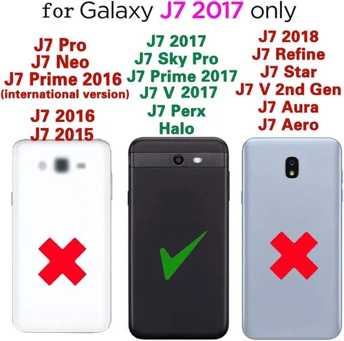 Vista 2 de Asuwish Funda de teléfono para Samsung Galaxy J7 Prime 2017 J 7 Skypro Sky Pro J7V V S727VL con protector de pantalla de vidrio templado y celda
