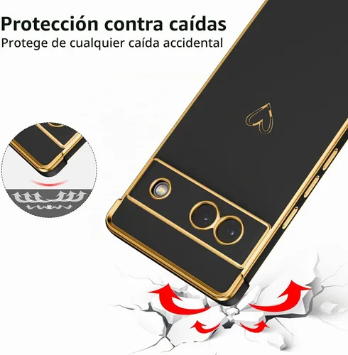 Vista 3 de ZTOFERA Funda diseñada para Google Pixel 7a, bonito diseño de corazones de amor con borde chapado y protección de lente de cámara, para Google Pixel