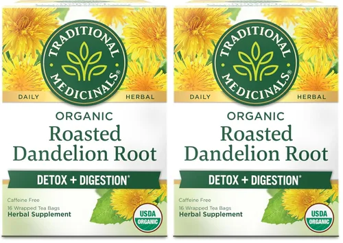 Vista 12 de Traditional Medicinals Té, hoja y raíz de diente de león orgánico, apoya la función renal y la digestión saludable, 48 bolsas de té (paquete de 3)