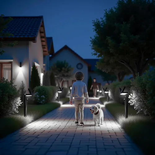 Vista 4 de CREATESTAR Luces solares para exteriores con control remoto regulables, impermeables, superbrillantes, luces de seguridad para porche, patio