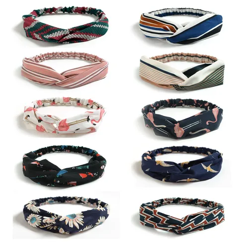 Vista 24 de DRESHOW - Paquete de 10 diademas para mujer con diseño entrecruzado vintage, estilo bohemio, trenzadas, elásticas, accesorios para el cabello
