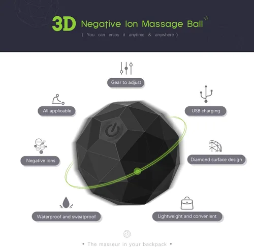 Vista 3 de Bola de Masaje Vibradora Eléctrica, Rodillo de Masaje de 2 Velocidades para Fitness, Yoga, Pilates y Terapia Física para Combatir los Músculos