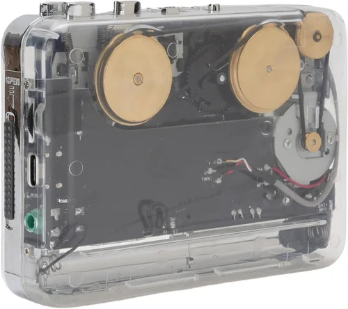 Vista 9 de Reproductor de cassette retro con sonido envolvente estéreo y retroceso automático, auriculares con cancelación de ruido de 0.138 in
